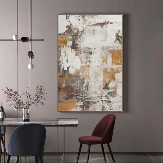Hand Painted Large Abstract Painting Gold and Brown Oil Painting On Canvas For Living Room,31inx47in,No Frame