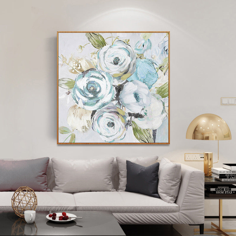 Hand Painted White Flowers Oil Painting Abstract Floral Picture Canvas Wall Art Modern Painting Home