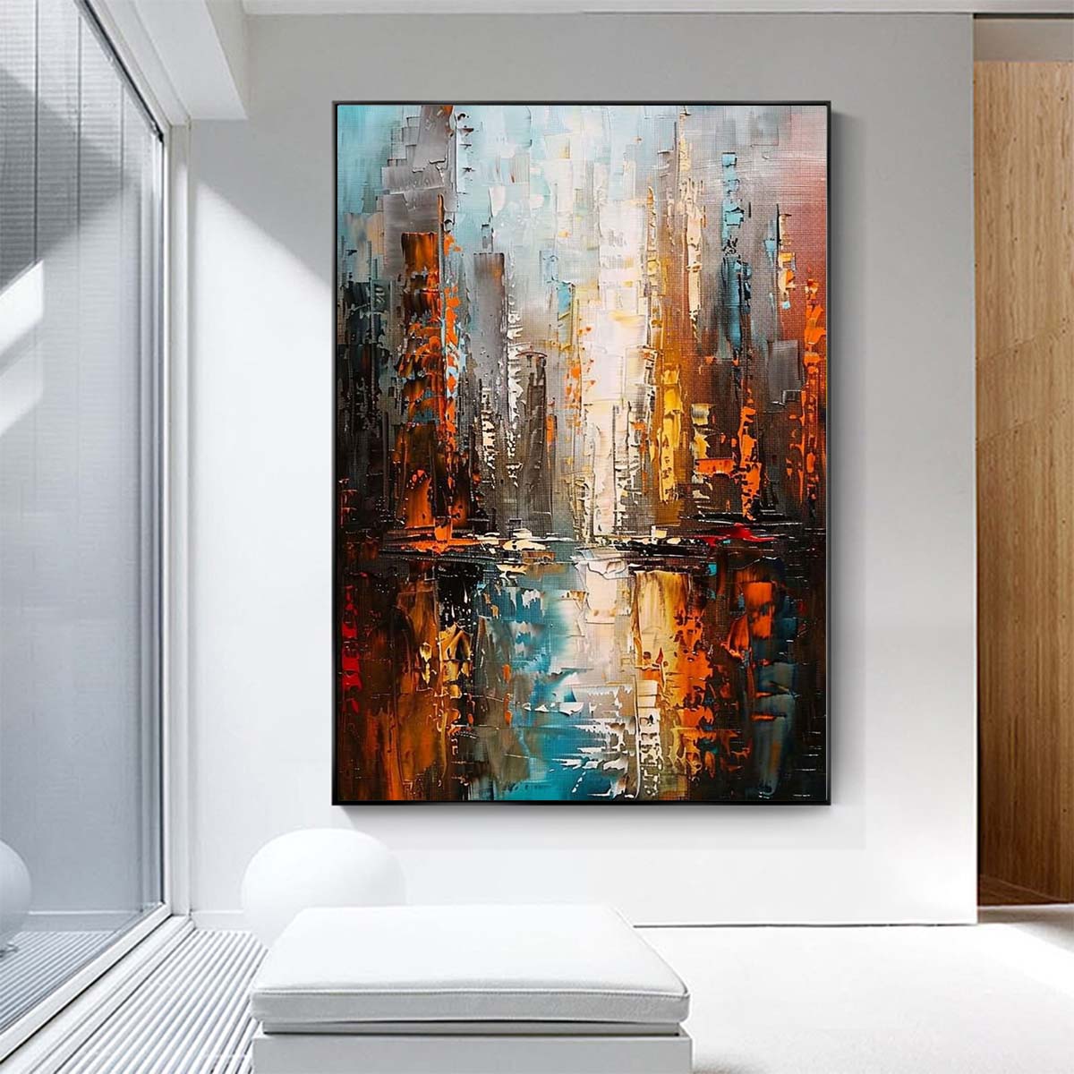 Original creation City Hand painted Oil Painting Canvas Wall Art For Home Living Room Unframed/Rolled #058