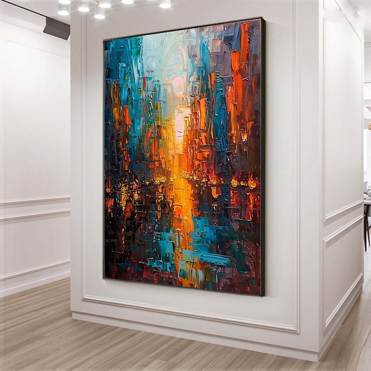 Original creation City Hand painted Oil Painting Canvas Wall Art For Home Living Room Unframed/Rolled #026