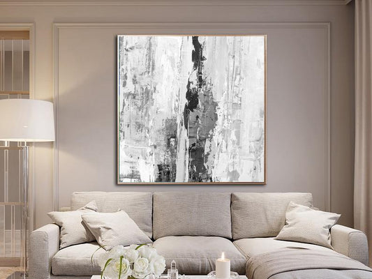 OilPaintingAbstractOversizeCanvasWallArtBlackAndWhitePaintingCalmingAbstractPaintingOnCanvasCustom 31in,No Frame