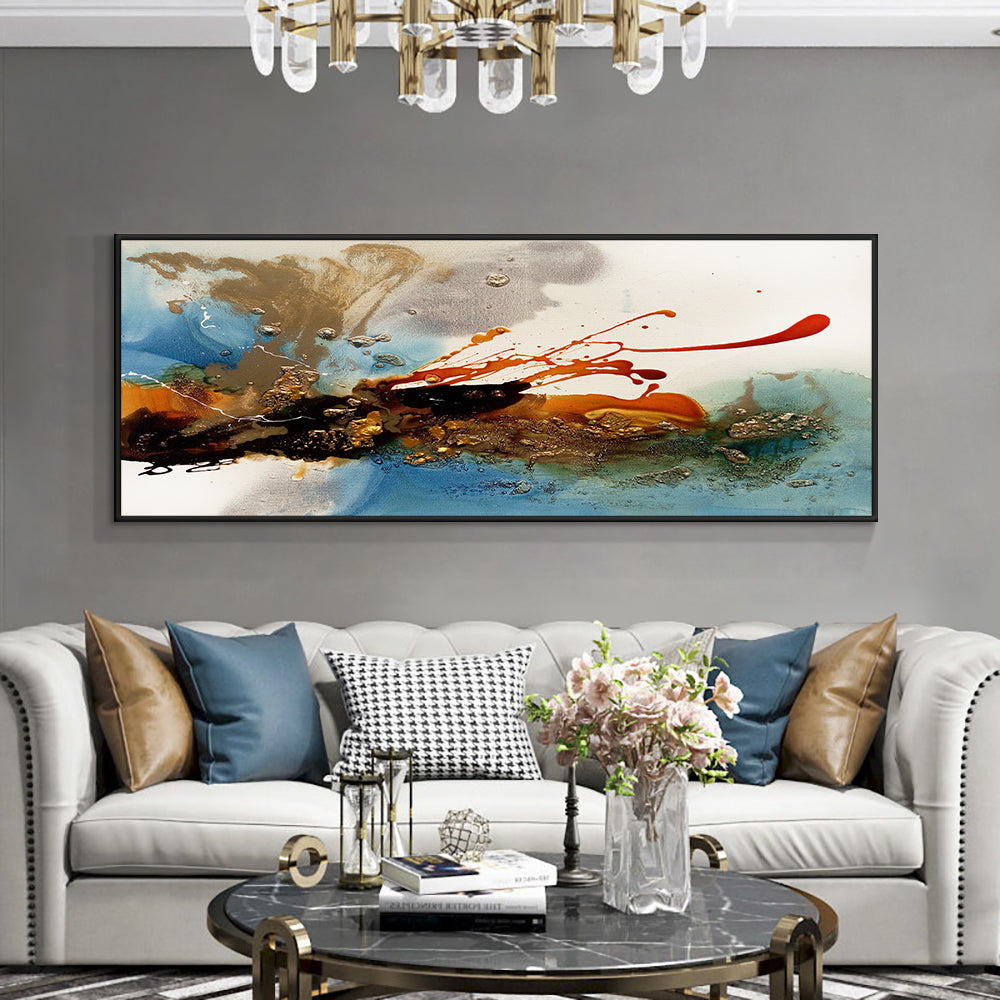 Abstract Colorful Landscape Oil Painting On Canvas Hand Painted Wall Art Acrylic Painting For Modern,27inx54in,No Frame