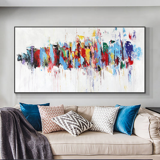 Abstract Handmade Modern Oil Painting On Canvas Painting Palette knife Flower Wall Art For Living Room,27inx54in,No Frame