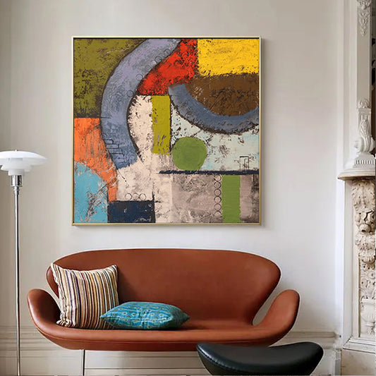 Modern Abstract Colour Acrylic Canvas Paintings Wall Decor Picture Art Hand Painted Oil Painting,31inx31in,No Frame