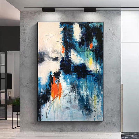 Hand painted Oil Painting Custom Simple Modern Abstract Painting Living Room Corridor Bedroom Decoration Painting Blue,31inx47in,No Frame