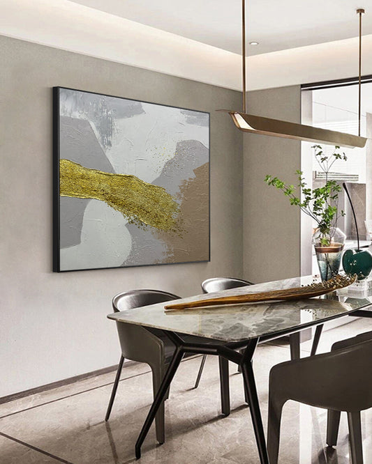 New To Abstract Pure Hand painted Modern Knife Painting Frameless Oil Painting Living Room Simple,31inx31in,No Frame