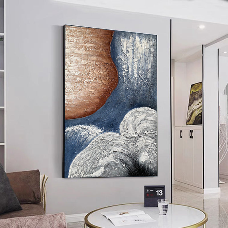 Handmade Abstract Oil Painting Modern Wall Art On Canvas Minimalist Thick Texture Luxury Mural For Living Room,31inx47in,No Frame