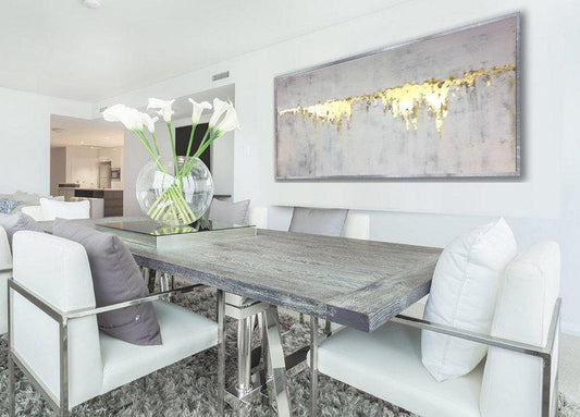 Large Abstract Oil Painting Gray Painting Gold Leaf Wall Art Painting Canvas Art Abstract Texture Art Wall Painting Home Decor27inx54in,No Frame