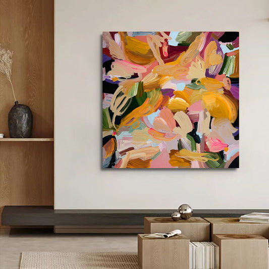 Modern Abstract Hand painted Oil Painting Large Living Room Sofa Background Wall Decorative Painting Corridor Hanging,31inx31in,No Frame