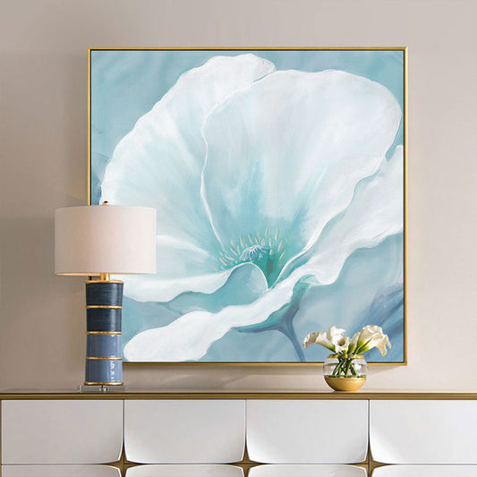 Modern Abstract White Flower Hand painted Oil Painting Canvas Wall Art Handmade Oil Painting for Livingroom