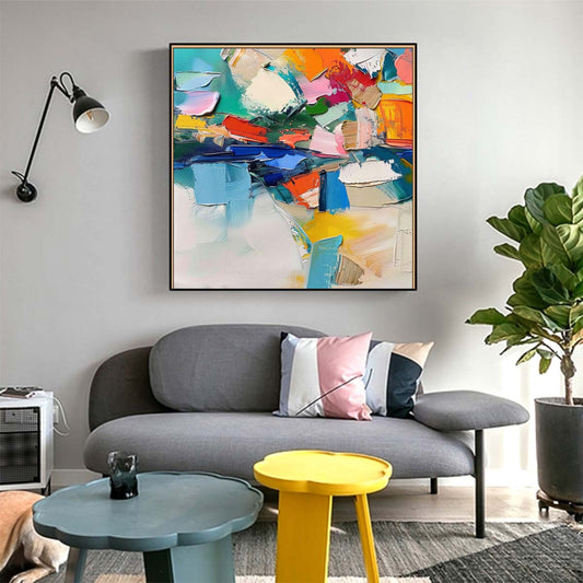 Abstract Handmade Oil Painting Modern Minimalist Home Living Room Decoration Painting,31inx31in,No Frame