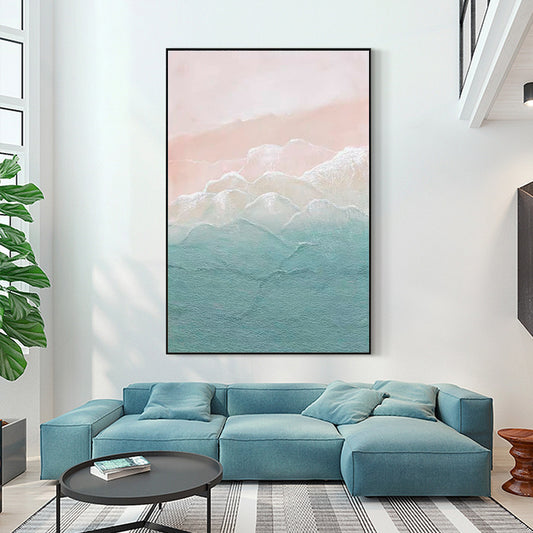 Pure Handpainted Oil Painting Modern Minimalist Living Room Handmade Decorative Painting Sea Abstract Painting Seascape Painting,31inx47in,No Frame