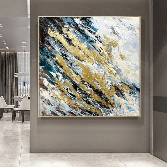 Abstract Hand painted Oil Painting Living Room Bedroom Dining Room Decorative Painting Golden Gold   (Unframed/Rolled)
