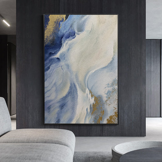 Heavy Thick Oil Painting On Canvas Abstract Sea Wave Handmade Modern Decorative Art Picture For Home,31inx47in,No Frame