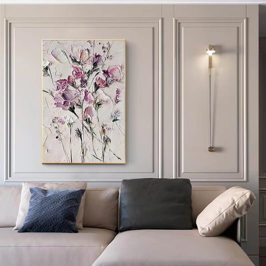 Hand painted Oil Painting Living Room Wall Abstract Decorative Painting Thick Oil Knife Painting Modern Flowerv,31inx47in,No Frame