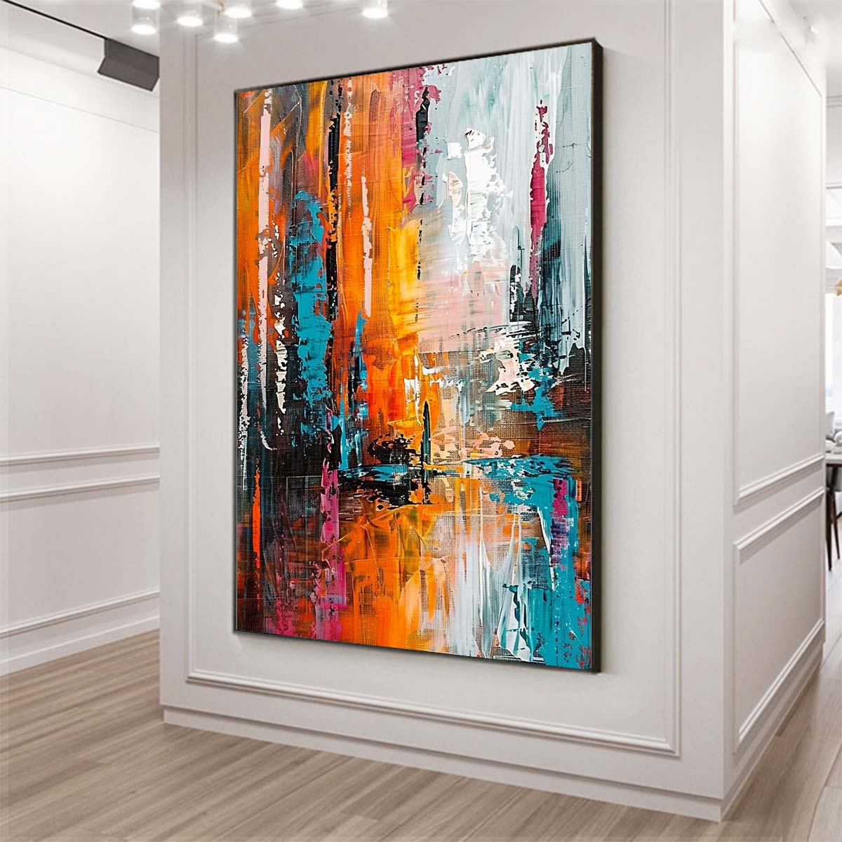 Original creation City Hand painted Oil Painting Canvas Wall Art For Home Living Room Unframed/Rolled #001