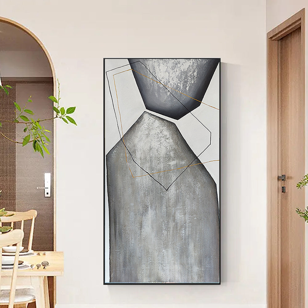 Frameless Abstract Oil Painting Geometry Textured Modern Wall Art Handpainted Oil Painting On Canvas For,27inx54in,No Frame