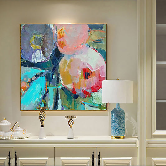 Large Handmade Modern Oil Painting Canvas Wall Art Pink Abstract Painting For Home Living Room Wall