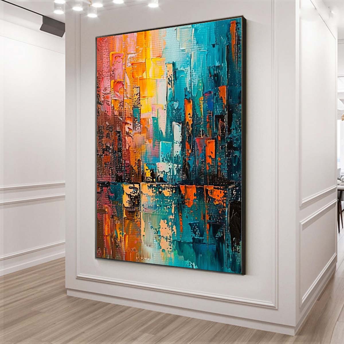 Original creation City Hand painted Oil Painting Canvas Wall Art For Home Living Room Unframed/Rolled #063