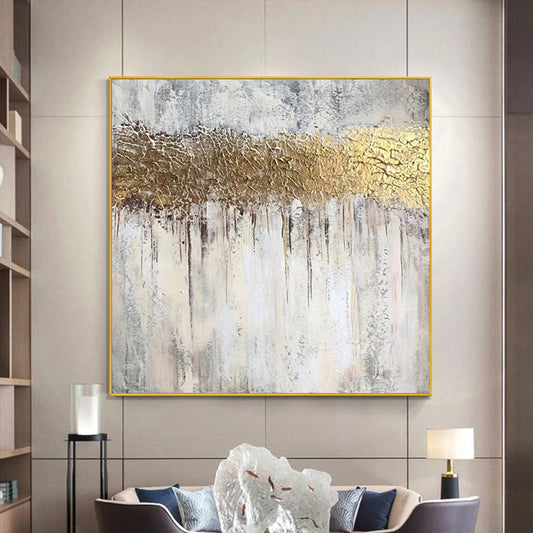Abstract Gold Leaf Painting Extra Large Wall Art Abstract Acrylic Paintings On Canvas Contemporary Art Wall  (Unframed/Rolled)