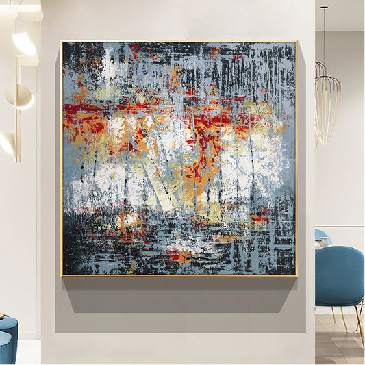 Handmade Texture Abstract Oil Painting On Canvas Modern Canvas Art Decorative Knife Landscape Paintings For Home,31inx31in,No Frame