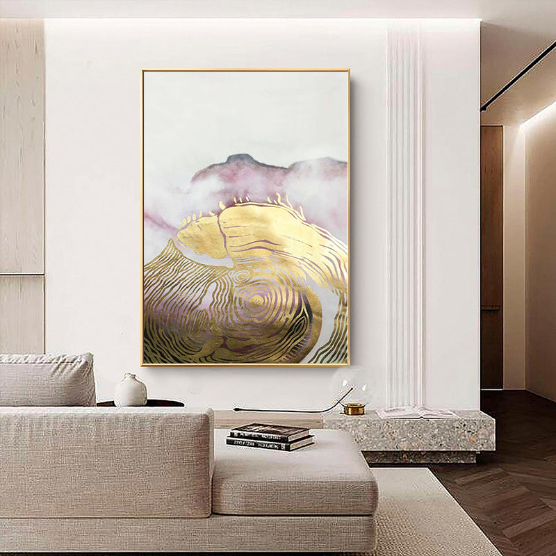 Hand painted Oil Painting New Chinese Ink Golden Annual Ring Living Room Bedroom Tea Room Modern,31inx47in,No Frame