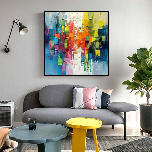 Abstract Handmade Oil Painting Modern Minimalist Home Living Room Decoration Painting,31inx31in,No Frame