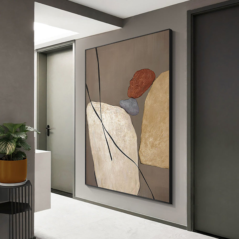 Brown Abstract Wall Art Hand Painted Oil Painting On Canvas Art Home Decor Picture Modern Oil For Living Room,31inx47in,No Frame