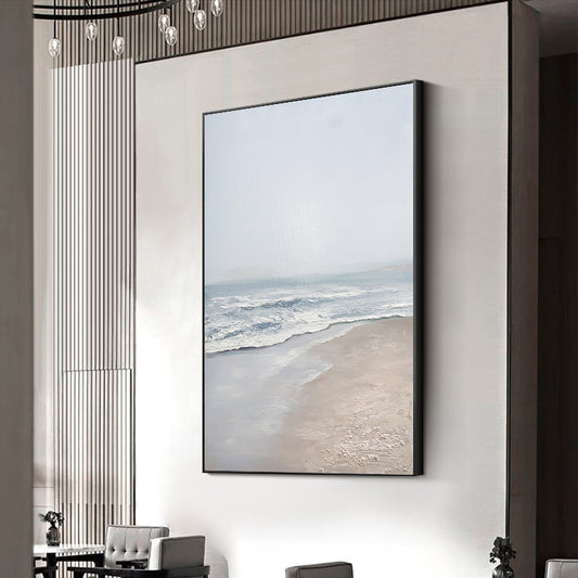 Modern Hand Drawn Oil Painting Wave Seascape On Canvas Thick Textured Decorative Painting For Living Room,31inx47in,No Frame