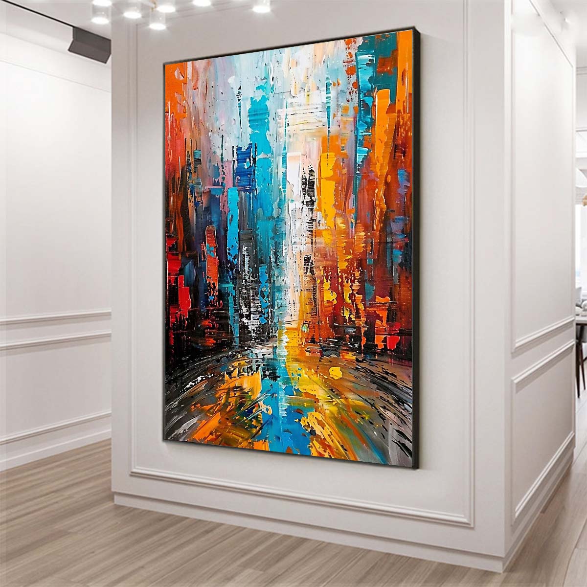 Original creation City Hand painted Oil Painting Canvas Wall Art For Home Living Room Unframed/Rolled #032