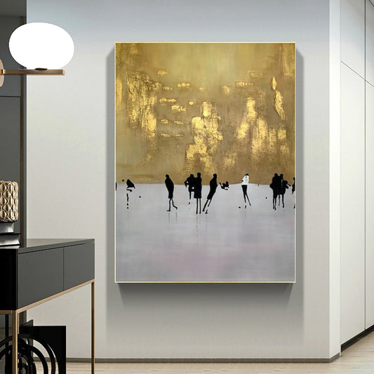 Modern Wall Art Hand Painted Figure Painting Abstarct Landscape Picture Handmade Oil Painting For Home Office,31inx47in,No Frame