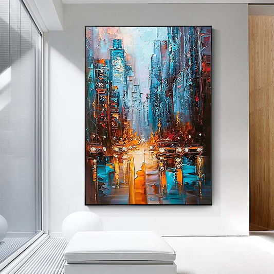 Original creation City Hand painted Oil Painting Canvas Wall Art For Home Living Room Unframed/Rolled #052