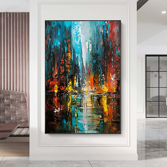 Original creation City Hand painted Oil Painting Canvas Wall Art For Home Living Room Unframed/Rolled #007