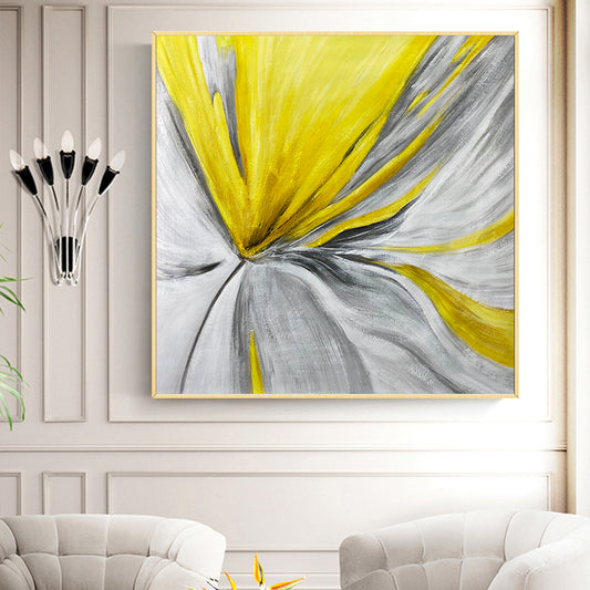 Hand Painted Oil Painting Modern Light Luxury Ginkgo Leaf Living Room Decoration Painting Sofa Background Wall,31inx31in,No Frame