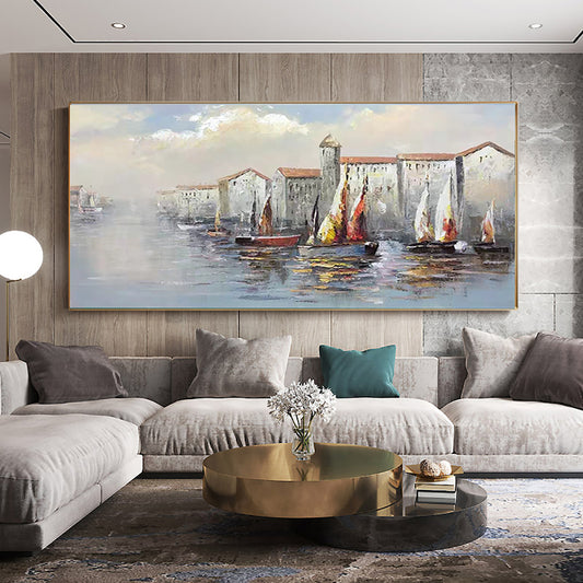 Abstract Landscape Oil Painting On Canvas Hand Painted Pictures Modern Wall Art Canvas Paintings For Living,27inx54in,No Frame
