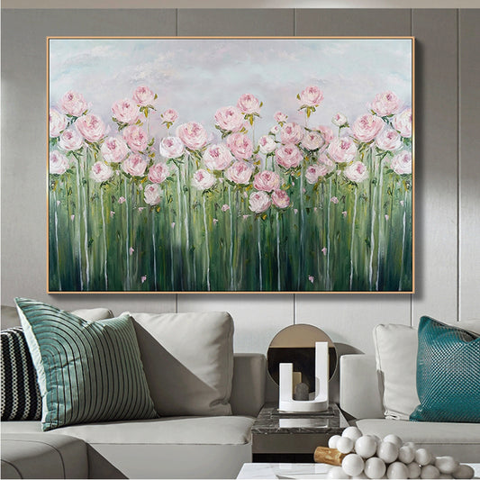 Flower Painting Wall Decoration Art Picture  Hand painted Canvas Painting Abstract Floral Artwork,31inx47in,No Frame