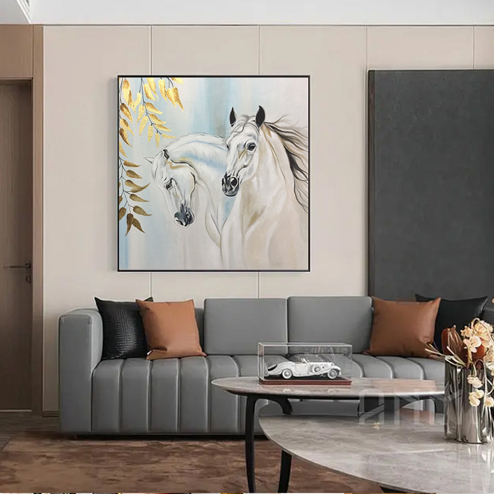 Handmade Horse Picture Wall Art Paintings Handpainted Oil Painting On Canvas Wall Art Modern Home,31inx31in,No Frame