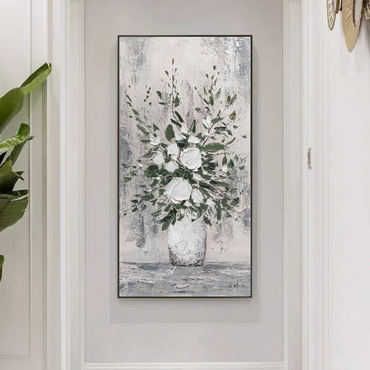 Handmade 3D Wall Art Flower Home Decorative Oil Painting Abstract Knife Flower Painting For Living Room,27inx54in,No Frame
