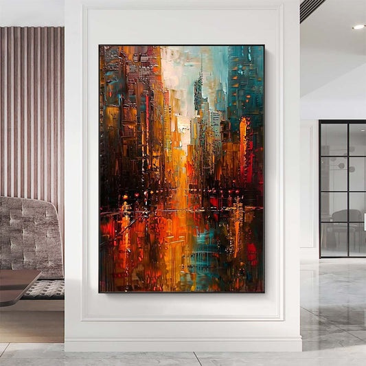 Original creation City Hand painted Oil Painting Canvas Wall Art For Home Living Room Unframed/Rolled #021