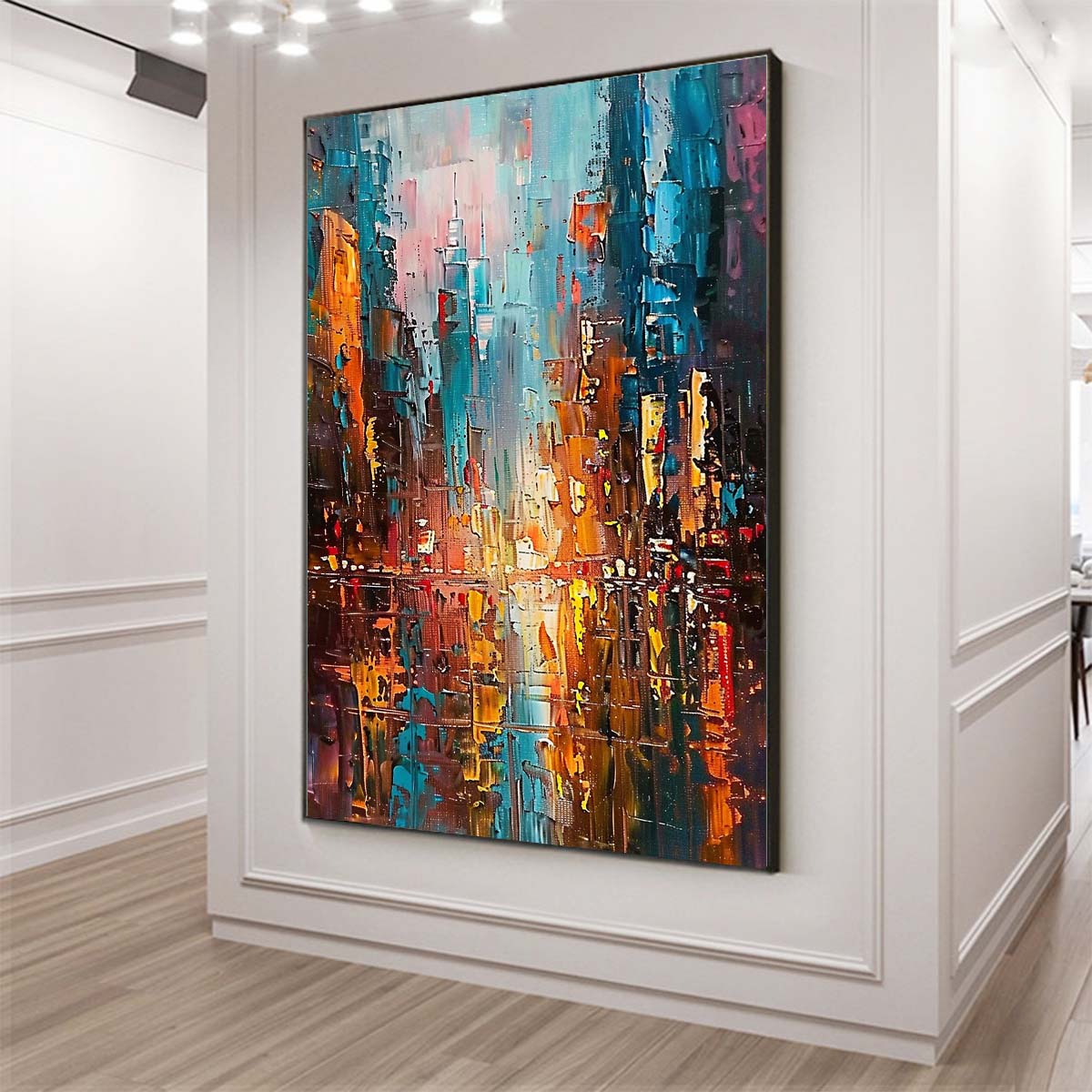 Original creation City Hand painted Oil Painting Canvas Wall Art For Home Living Room Unframed/Rolled #006
