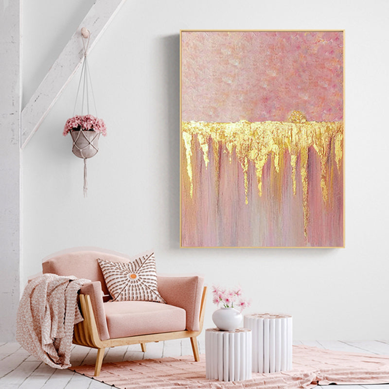 Pure Hand painted Oil Painting Nordic Decorative Painting Abstract Art High grade Hanging Painting Gold Foil,31inx47in,No Frame