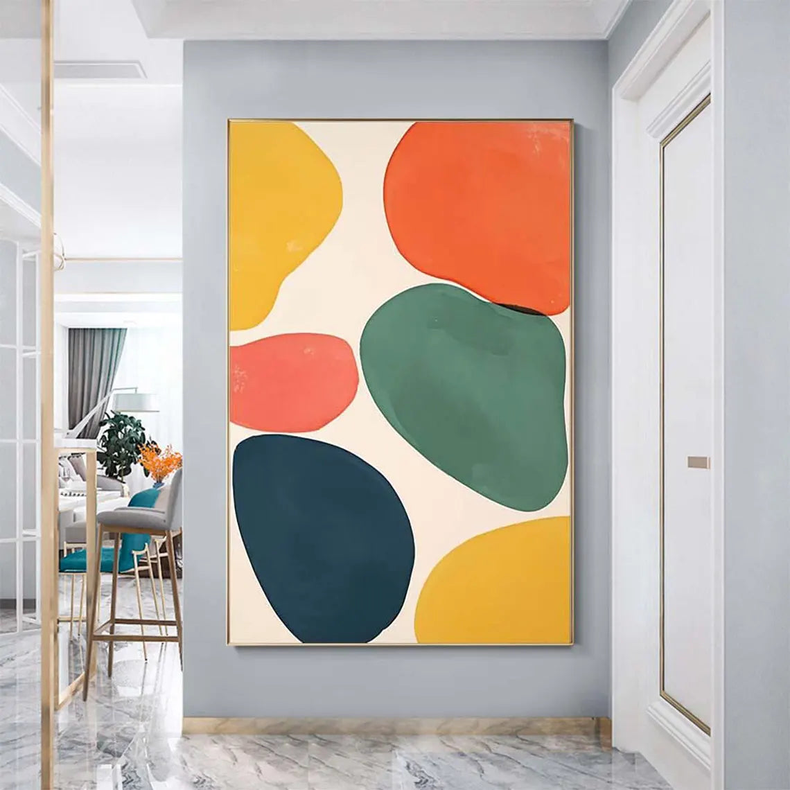 Purple Black City Abstract Cityscape Painting: Textured Canvas Wall Art (Unframed/Rolled)