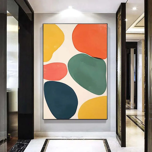 Purple Black City Abstract Cityscape Painting: Textured Canvas Wall Art (Unframed/Rolled)