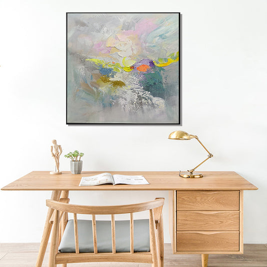 Handpainted Oil Painting On Canvas New Handmade Abstract White Yellow Grey Wall Art Picture Home,31inx31in,No Frame