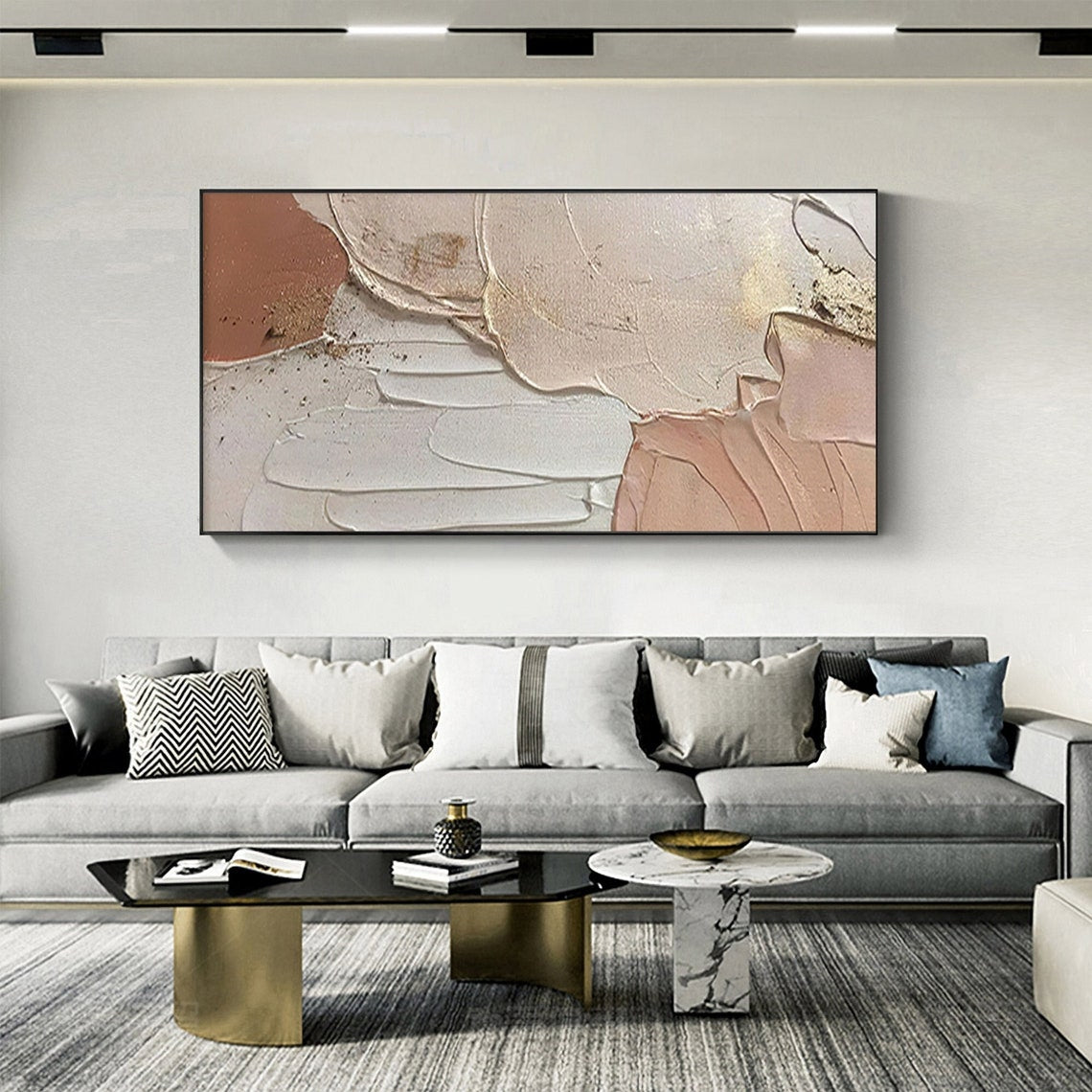 Hand Painted Abstract Painting Earth Tone Wall Art Custom Canvas Art Wabi Sabi Art Calming Painting Original Art Room Decor27inx54in,No Frame