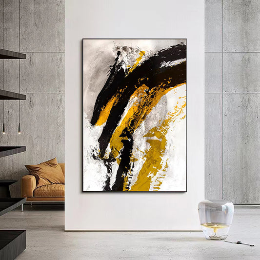Black White Abstract Hand painted Oil Painting Living Room Aisle Decoration Painting Sofa Background Wall Hanging,31inx47in,No Frame