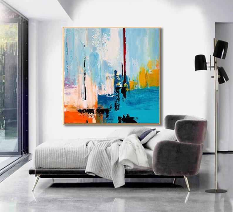 LargeModernWallArtAbstractPaintingAcrylicPaintingBedroomWallDecorOriginalPaintingCanvasArtWall  31in,No Frame