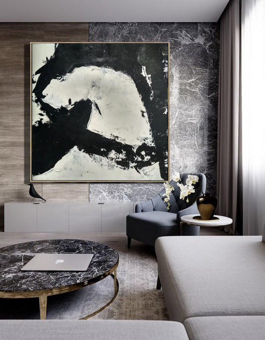 HandmadeCanvasPaintingBlackArtLargeWallArtAbstractPaintingOnCanvasModernArtDecorDecoracion 31in,No Frame