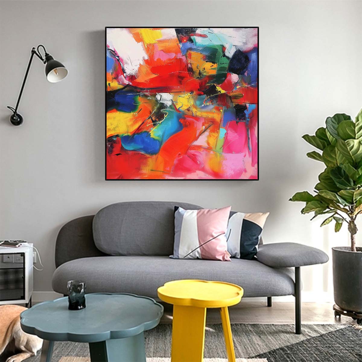 Abstract Handmade Oil Painting Modern Minimalist Home Living Room Decoration Painting,31inx31in,No Frame