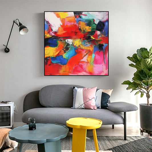 Abstract Handmade Oil Painting Modern Minimalist Home Living Room Decoration Painting,31inx31in,No Frame